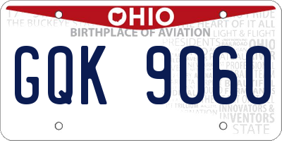 OH license plate GQK9060