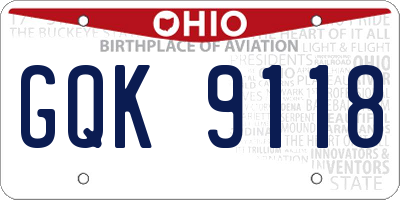 OH license plate GQK9118