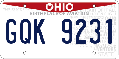 OH license plate GQK9231