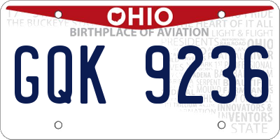OH license plate GQK9236