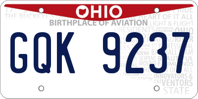 OH license plate GQK9237