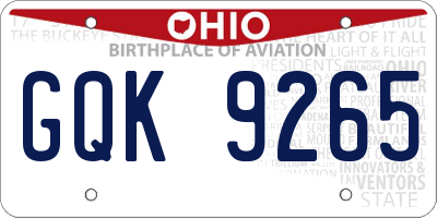 OH license plate GQK9265