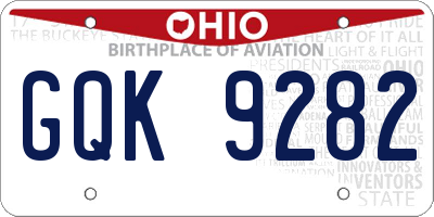 OH license plate GQK9282