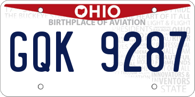 OH license plate GQK9287