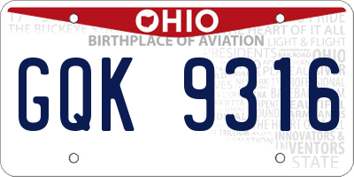 OH license plate GQK9316