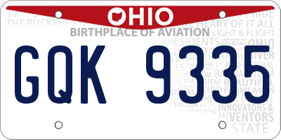 OH license plate GQK9335
