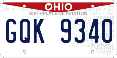 OH license plate GQK9340