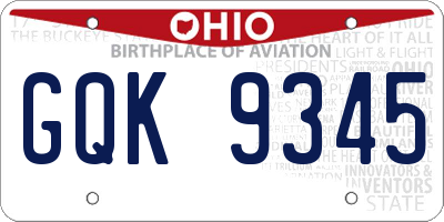 OH license plate GQK9345