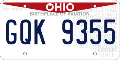 OH license plate GQK9355