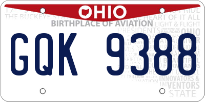 OH license plate GQK9388
