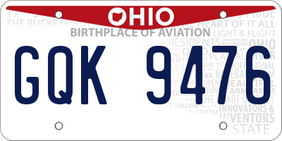 OH license plate GQK9476