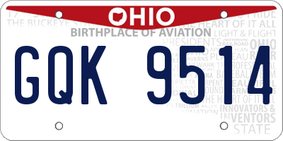 OH license plate GQK9514