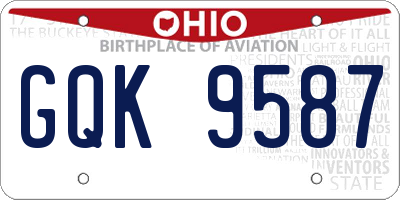 OH license plate GQK9587