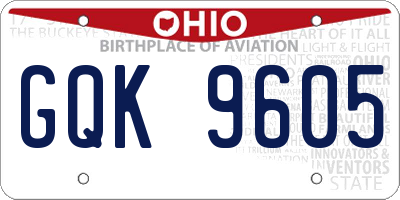 OH license plate GQK9605