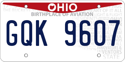 OH license plate GQK9607