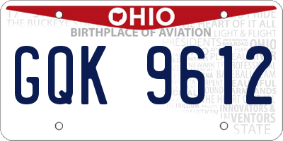 OH license plate GQK9612