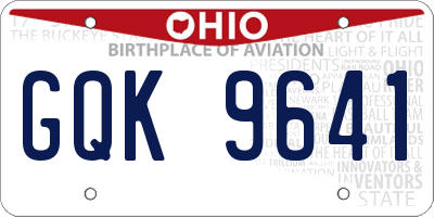 OH license plate GQK9641