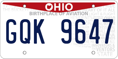 OH license plate GQK9647