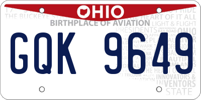 OH license plate GQK9649