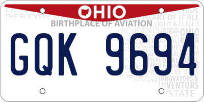 OH license plate GQK9694