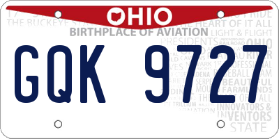 OH license plate GQK9727