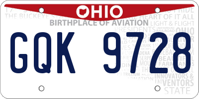 OH license plate GQK9728