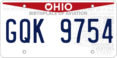 OH license plate GQK9754
