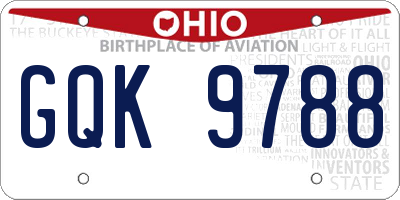 OH license plate GQK9788