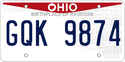 OH license plate GQK9874