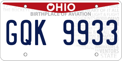 OH license plate GQK9933
