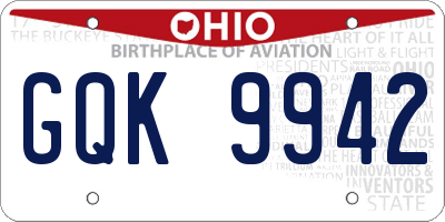 OH license plate GQK9942