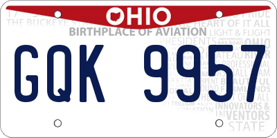 OH license plate GQK9957