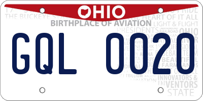 OH license plate GQL0020