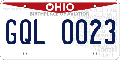 OH license plate GQL0023