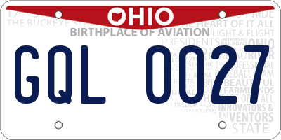 OH license plate GQL0027