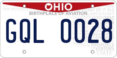 OH license plate GQL0028