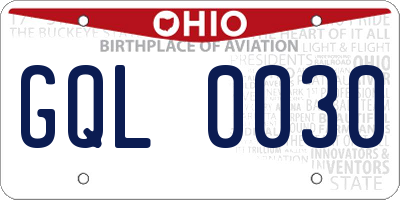 OH license plate GQL0030