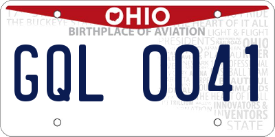 OH license plate GQL0041