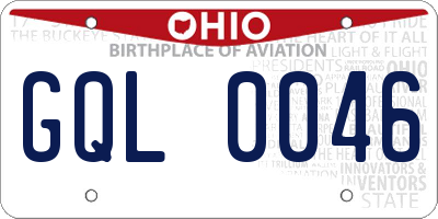 OH license plate GQL0046