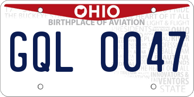 OH license plate GQL0047