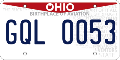 OH license plate GQL0053