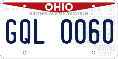 OH license plate GQL0060