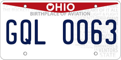 OH license plate GQL0063