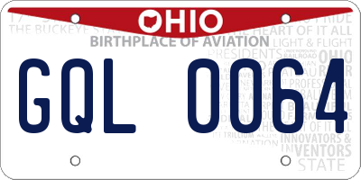 OH license plate GQL0064