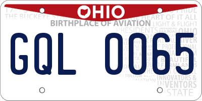 OH license plate GQL0065
