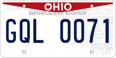 OH license plate GQL0071