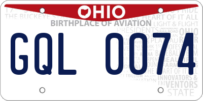OH license plate GQL0074