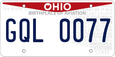 OH license plate GQL0077