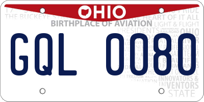 OH license plate GQL0080