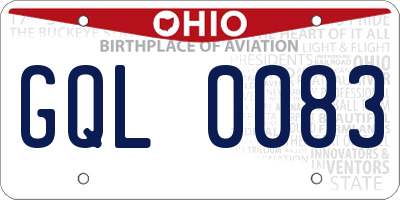 OH license plate GQL0083